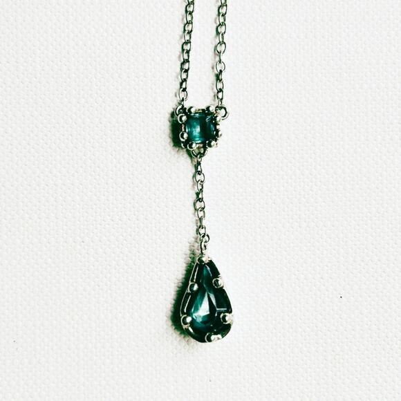 Sterling Silver & Glass Stone Y Necklace, Beautiful! - Picture 8 of 8